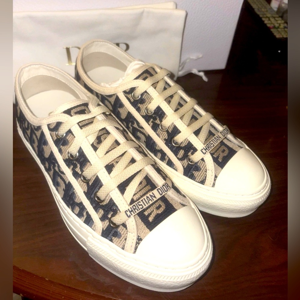 Dior Blue Walk'n'Dior Oblique Embroidered Sneakers